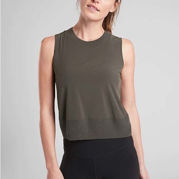 Athleta Tops Athleta Arbor Olive Zephyr Shell Tank Poshmark